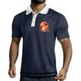 thumbnail image 2 of Yiaimeir Men's Three Button Printed Lapel Short Sleeve T-Shirt Top Streetwear,Size M-3XL, 2 of 4