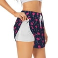 thumbnail image 3 of Lsque Cute Flamingo Printed Women's Running Shorts with Liner Pockets,Elastic Quick Dry Workout Athletic Gym Yoga Shorts,Womens High Waist Shorts-Large, 3 of 9