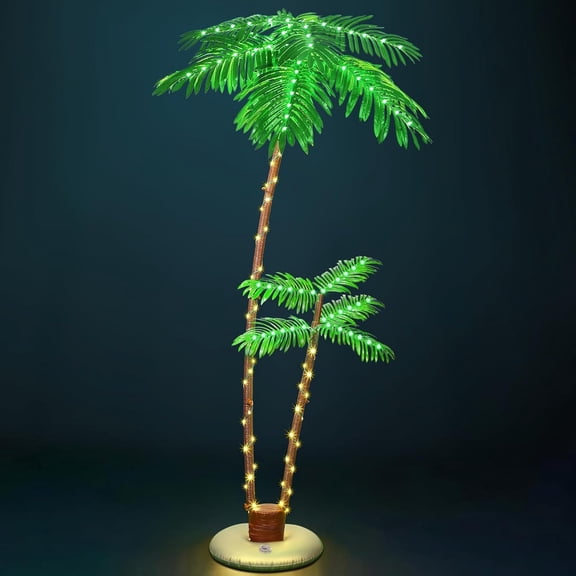 LED Palm Tree Lights 6' Outdoor Artificial Lighted for Patio Tiki Bar Yard Pool Deck, Tropical Christmas Tree Decor for Home Party Porch, Indoor