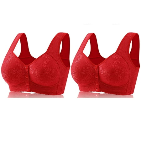 Black of Friday Deals!Clearance Staron 2PC No Underwire Bras for Women No Underwire Bras Front Closure Stretch Bra Wireless Bra Comfortable Daily Underwear Bras