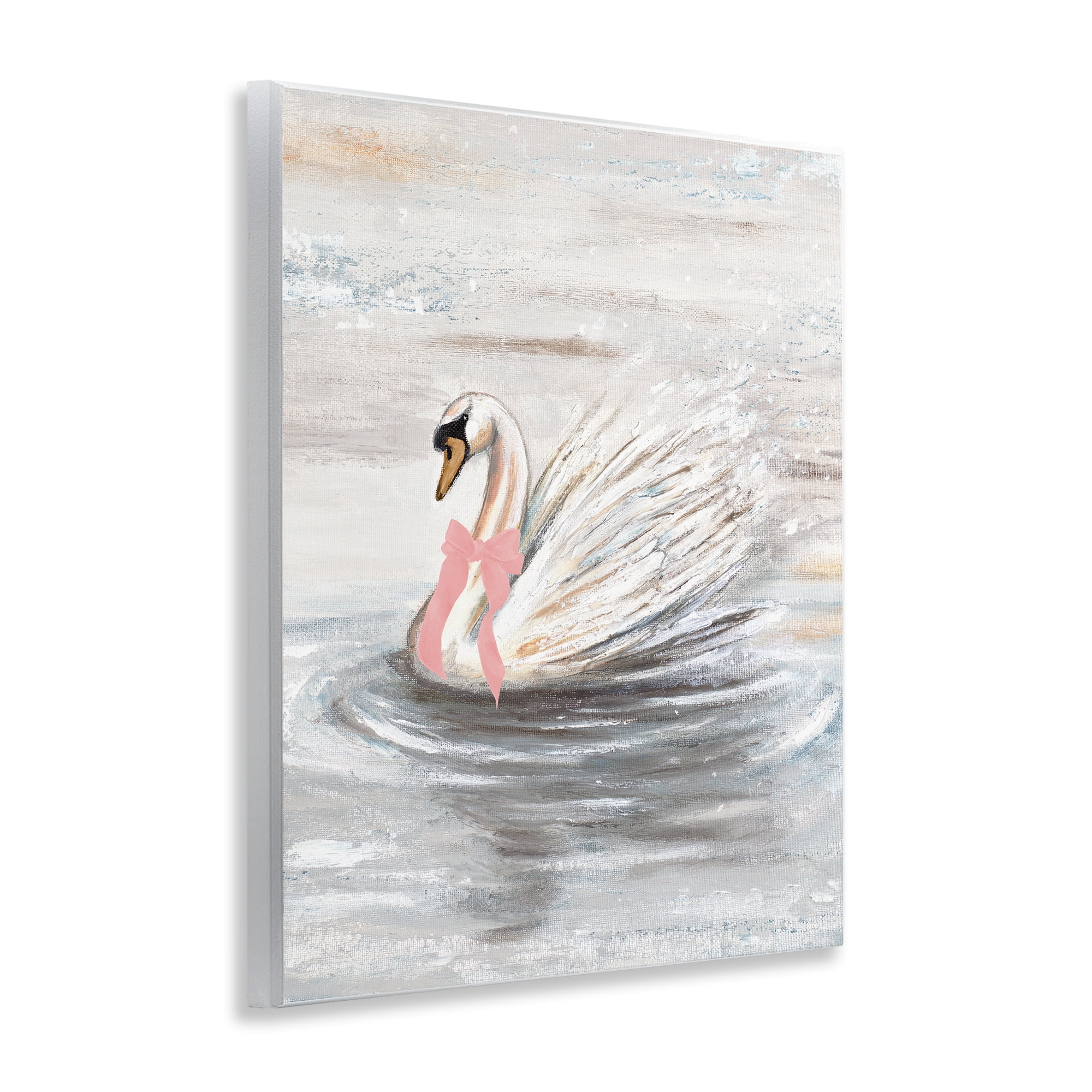 Stupell Industries Swan With Pink Bow & Ripples Wall Plaque Art, design by Patricia Pinto