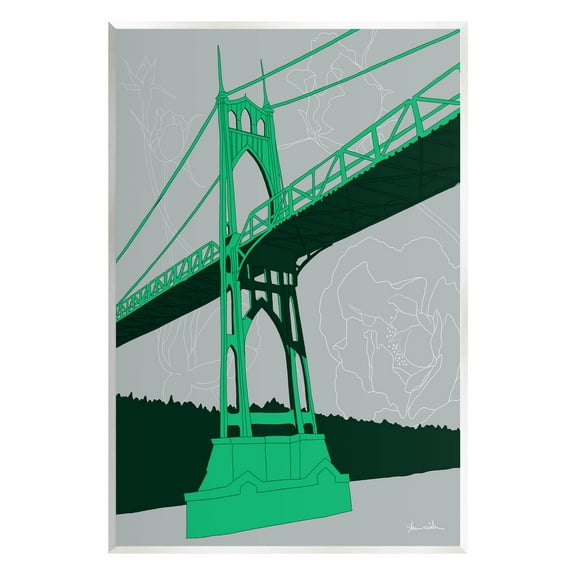 Stupell Industries Modern Floral Bridge Architecture Graphic Art Unframed Art Print Wall Art, Design by Shane Donahue