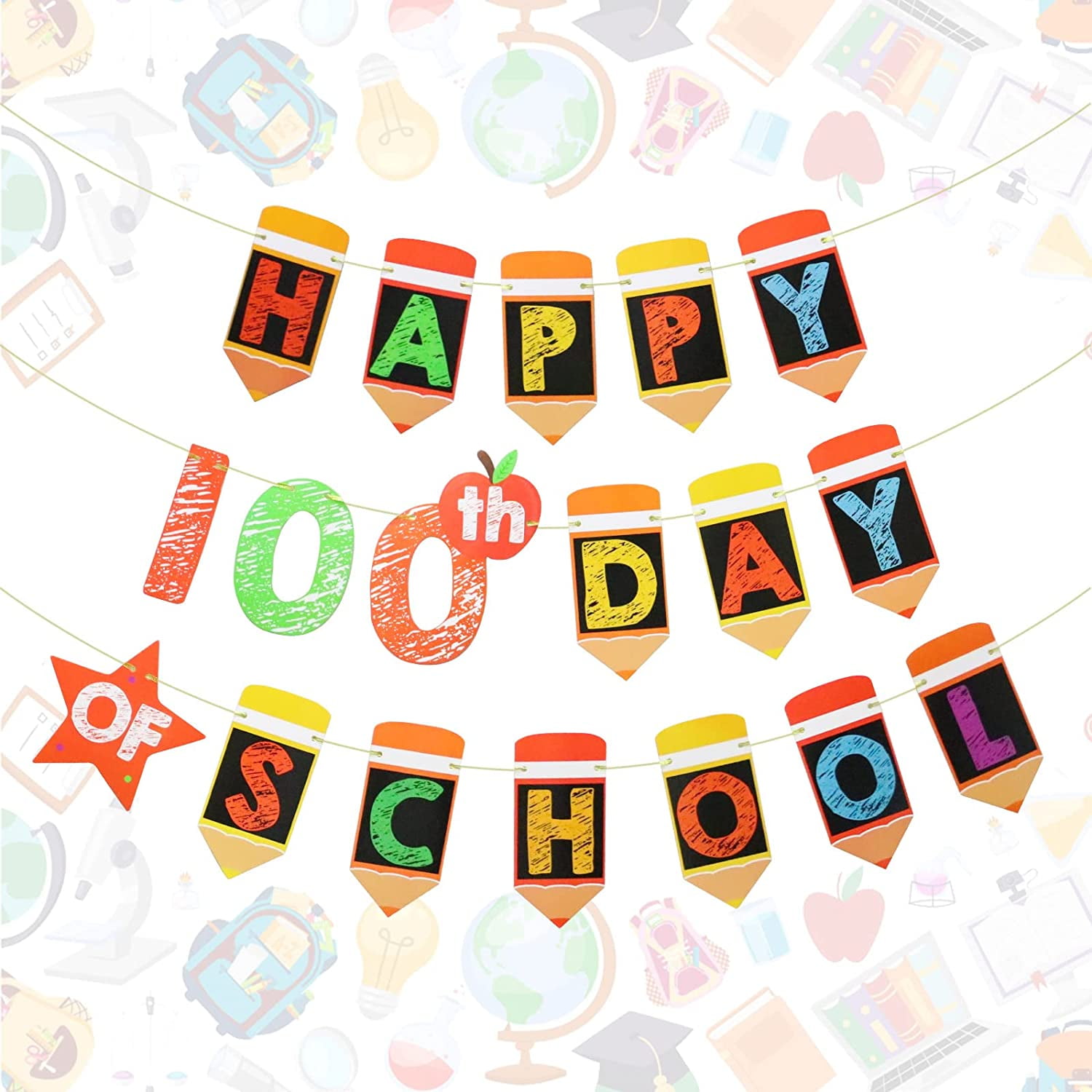 100th Day of School Banner, 100 Days of School Decorations, Happy 100th Day  of School Party Supplies for Kindergarten Pre-school Primary High School  Classroom Decor - Pre-Assembled 