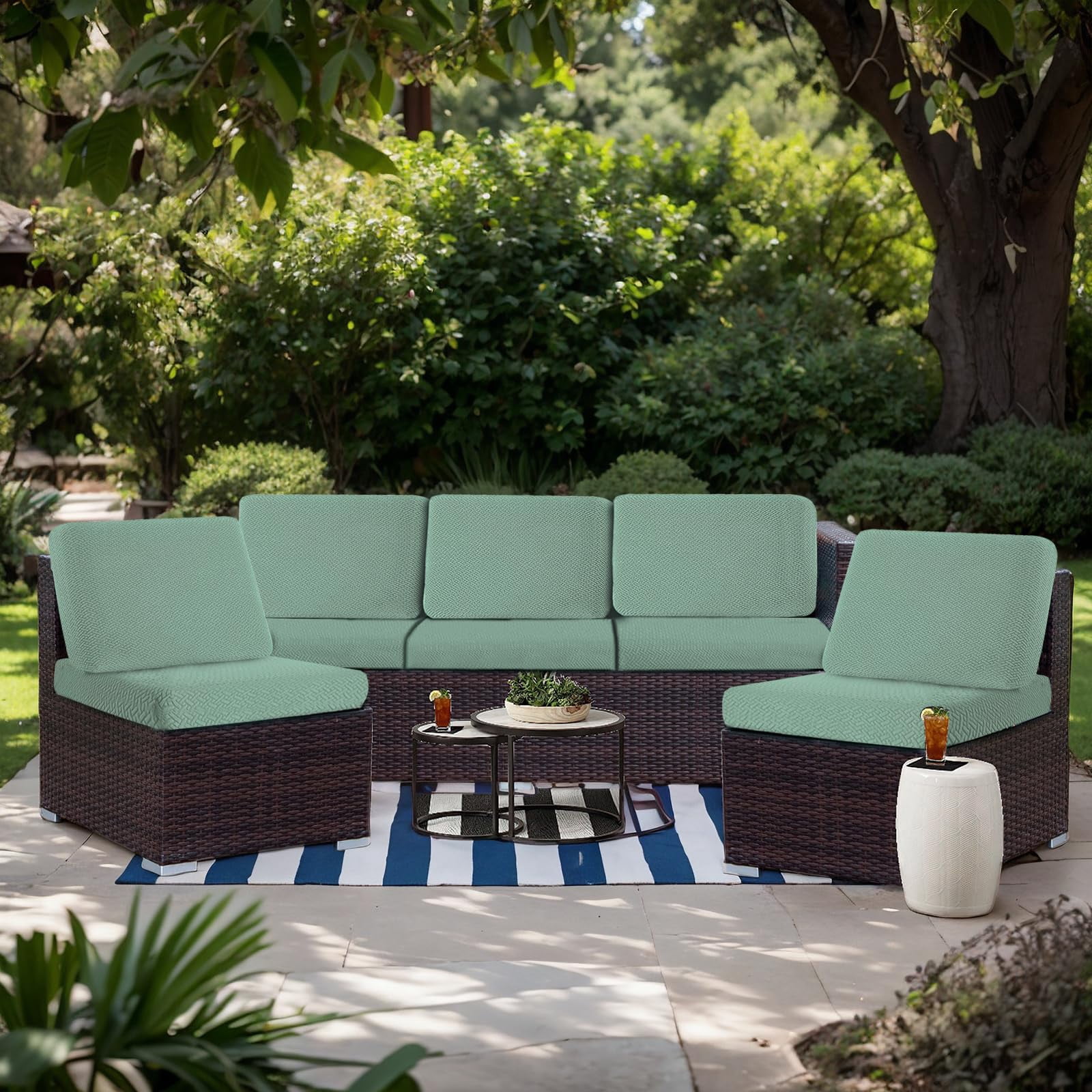 Outdoor Waterproof Couch Cushion Covers, Stretch Individual Patio Chair Cushion Outdoor Seat Cushion Pad