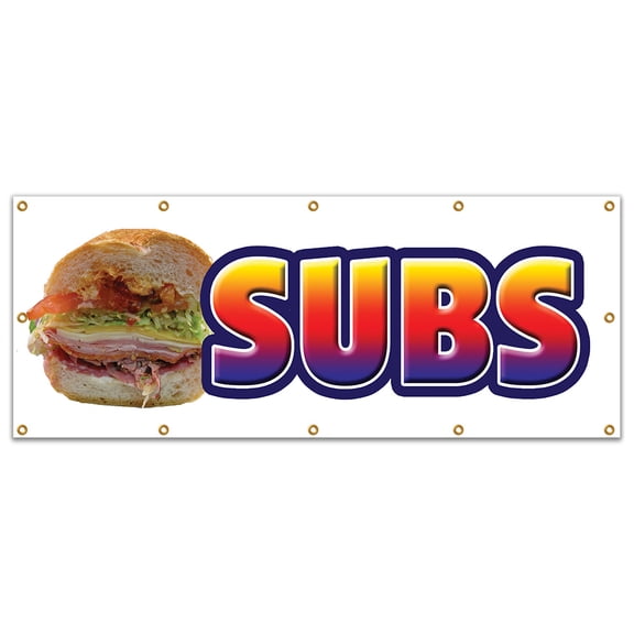 48"x120" SUBS BANNER SIGN submarine hero hoagie shop signs sandwich
