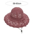 thumbnail image 6 of Eoperou Bowknot Rope Decor Adjustable Drawstring Wide Brim Beach Hat Hollow Braided Summer Sun Hat Fashion Accessories, 6 of 8