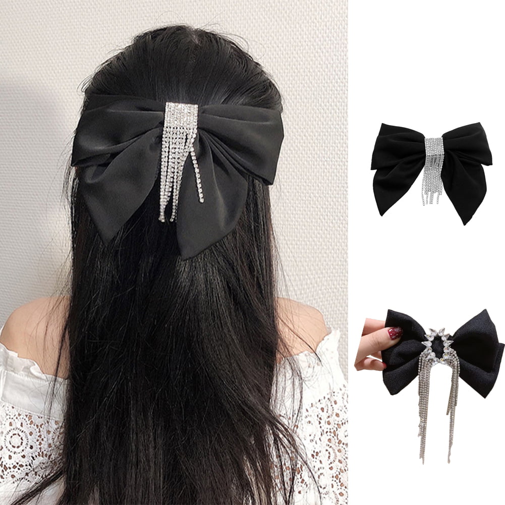 Vintage Hairpin 1PC Hair Girls Women Clamp Bow Spring Large Barrette Ribbon Clip