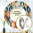 thumbnail image 3 of Designart "Botanical Symphony in Orange and Blue III" Abstract Round Mirror Wall Décor Mid-Century - Large Orange Round Mirror - Round Mirror 23" x 23" Inch, 3 of 5