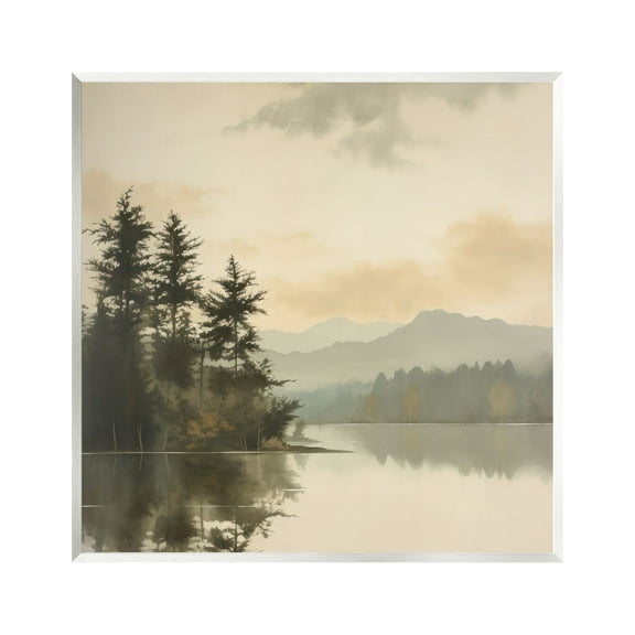 Stupell Industries Beige Mountain Landscape Landscape Painting Unframed Art Print Wall Art, 12 x 12