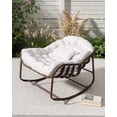 thumbnail image 2 of Patio Chair Oversized - Brown Rattan Papasan Rocking Egg Chair with Thick Cushion, Sturdy Metal Frame for Garden/Porch/Balcony (White Cloth, 1-Pack), 2 of 7