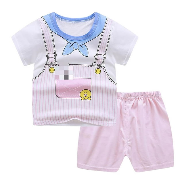 Hiiyo Newborn Boy Shorts Sets Cartoon Short Sleeve T Shirt Shorts Set 2pcs Daily Outfit Set