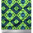 thumbnail image 1 of Soimoi Green Rayon Fabric Check & Geometric Printed Craft Fabric by the Yard 42 Inch Wide, 1 of 1