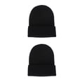 thumbnail image 3 of Qarigey Beanie Hats Gorros de punto Otoño Skullcap Candy Color Thermal Trendy Manga Accesorios para el cabello para deportes al aire libre Negro 2piezas, 3 of 6