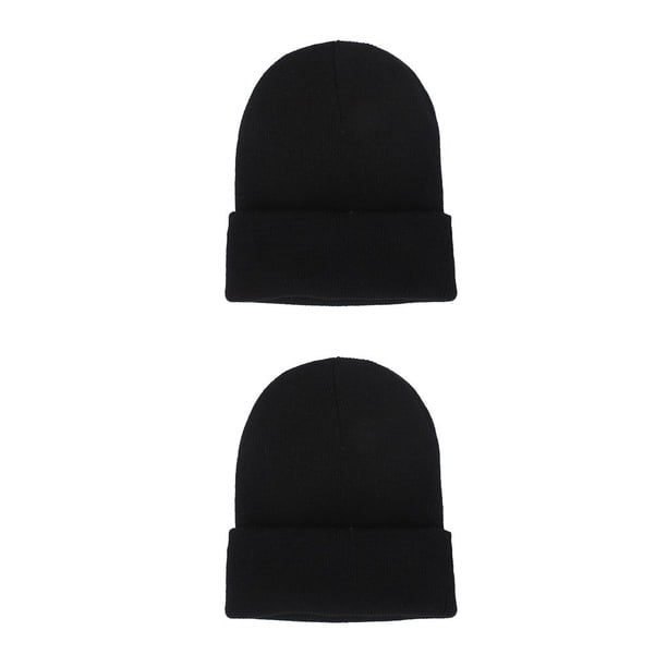Qarigey Beanie Hats Gorros de punto Otoño Skullcap Candy Color Thermal Trendy Manga Accesorios para el cabello para deportes al aire libre Negro Negro 2piezas Qarigey CBP265556