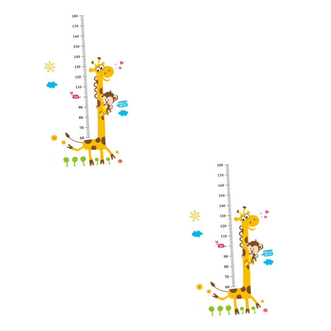 2 Sets Height Ruler Cartoon Stickers Sticker Sheets for Kids Wall Stickers for Kids Kids Height