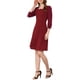 thumbnail image 4 of INSPIRE CHIC Women's Square Neck Ruffle Trim Sheer 3/4 Sleeve Chiffon Mini Dress XS Burgundy, 4 of 6
