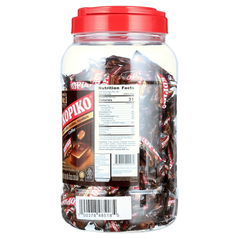 Kopiko Coffee Candy, Original Flavor, 800g 28.2oz Jar, Hard Candy