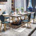 thumbnail image 4 of SENTEWO Luxury Marble Dining Table and 8 Dinning Chairs Stainless Steel Golden Leg Frame Dinner Table Chair Set Haute De Cuisine My Lux Decor Round, 4 of 20