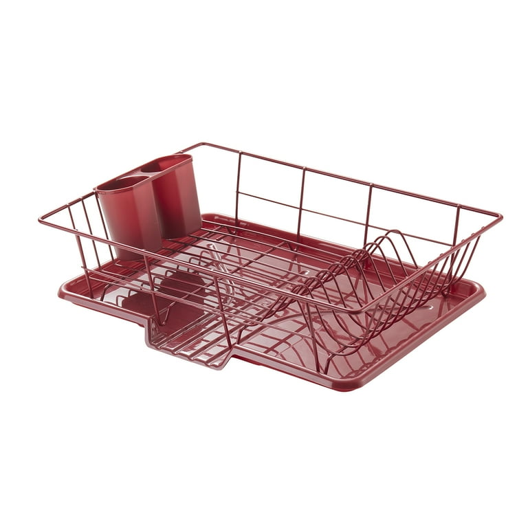 Sweet Home Collection 3-Piece Dish Drainer Set, Burgundy photo 5