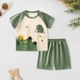 thumbnail image 2 of NOLDARES Toddler Baby Boy Summer Clothes 2pcs Dinosaur Truck Print Round Neck Short Sleeve Shirt Top Elastic Waist Shorts Outfits(AG,18-24 M), 2 of 6