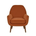 thumbnail image 2 of Mid-Century Velvet Accent Chair, Leisure Side Chair with Movable Seat Cushion, Comfy Club Arm Chair with Solid Wood Legs for Living Room, Bedroom, Orange, 2 of 7
