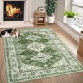 thumbnail image 3 of Aoile 8x10 Washable Area Rugs, Boho Vintage Carpet, Low Pile Non Slip Floor Cover for Bedroom Living Room Kitchen, Green, 3 of 9