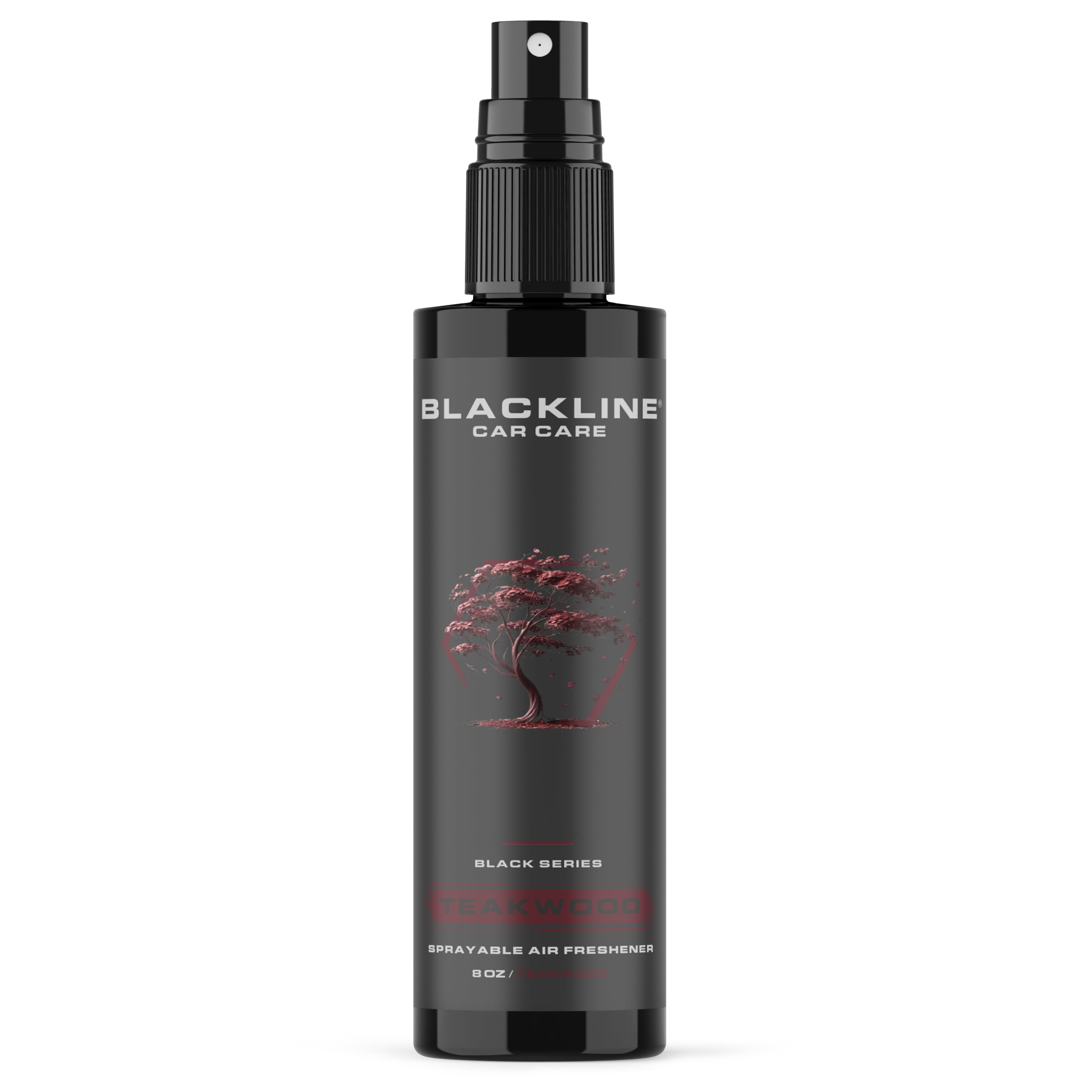 Blackline Car Care - Teakwood Car Air Freshener, Long-Lasting, Oder Eliminator, for Cars, Trucks, SUV, or Home Use - 8 fl OZ - Teakwood Air Freshener - Odor Spray