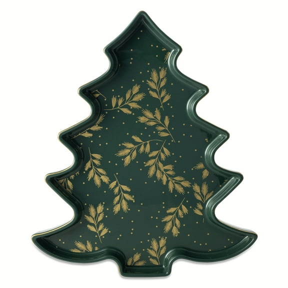 Thyme & Table Figural Holiday Tree Ceramic Serve Tray - Green