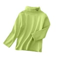 thumbnail image 4 of Povozer Toddler Baby Girls Basic Solid Color Turtleneck Ribbed T-Shirt Top(Green,6-12M), 4 of 4