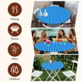 thumbnail image 7 of Violet Striped Round Tablecloth, Fitted Table Cover with Elastic for 55"-60" Round Tables, Geometric Vertical Modern Minimalist Table Cloth Outdoor Indoor Dinning Party Waterproof Tablecloths, 7 of 7