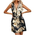 thumbnail image 1 of Cameland Robe Mini Moulante pour Femme à Imprimé, Manches Courtes, Unie, Décontractée, Confortable, Tunique à Col en V, 1 of 4