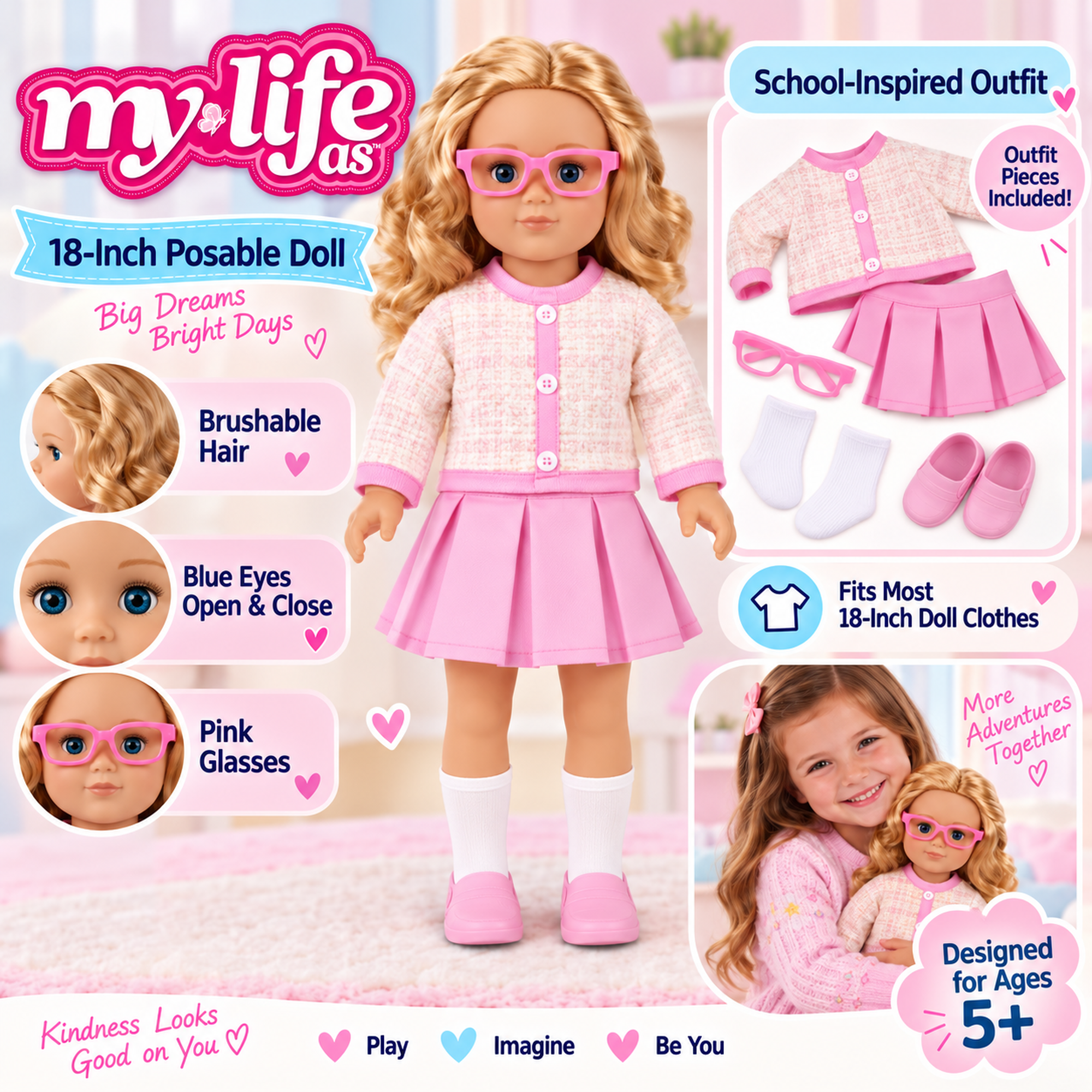My Life As Clara 18-Inch Fashion Doll with School Outfit photo 7
