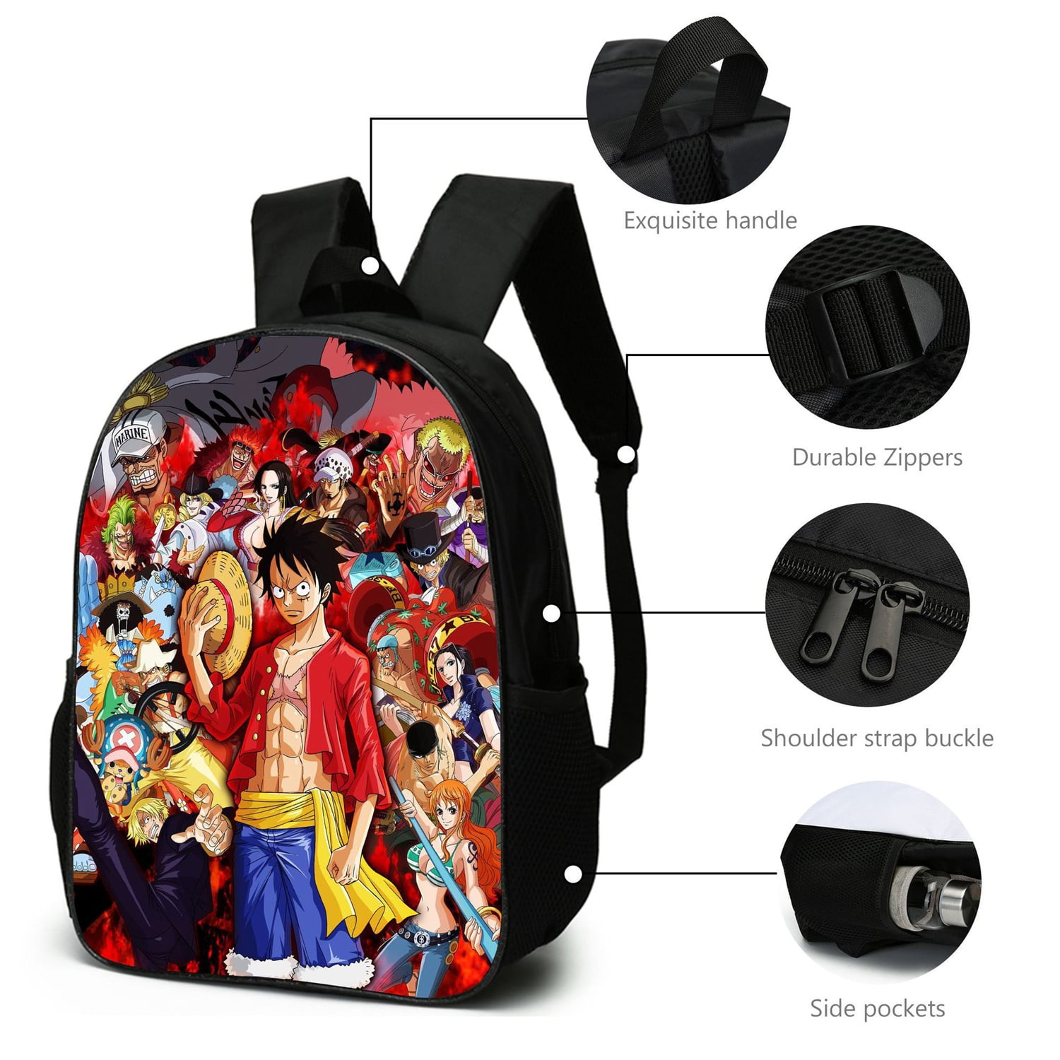 One Piece Zoro Backpack 3d Print School Bag Anime Black Oxford Daypack ciudaddelmaizslp.gob.mx