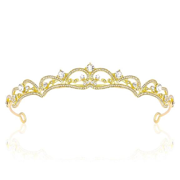 Januofit Gold Tiaras and Crowns for Women, Rhinestone Princess Crowns for Women Girls, Small Gold Tiara Crown Headband for Women Halloween Costume Party Prom Bride Birthday