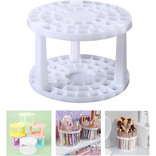 Soporte redondo de plástico para pinceles de pintura de 50 agujeros y organizr para libros, organizr de almacenamiento de pintura acrílica y pinceles de maquillaje, estante de pintura