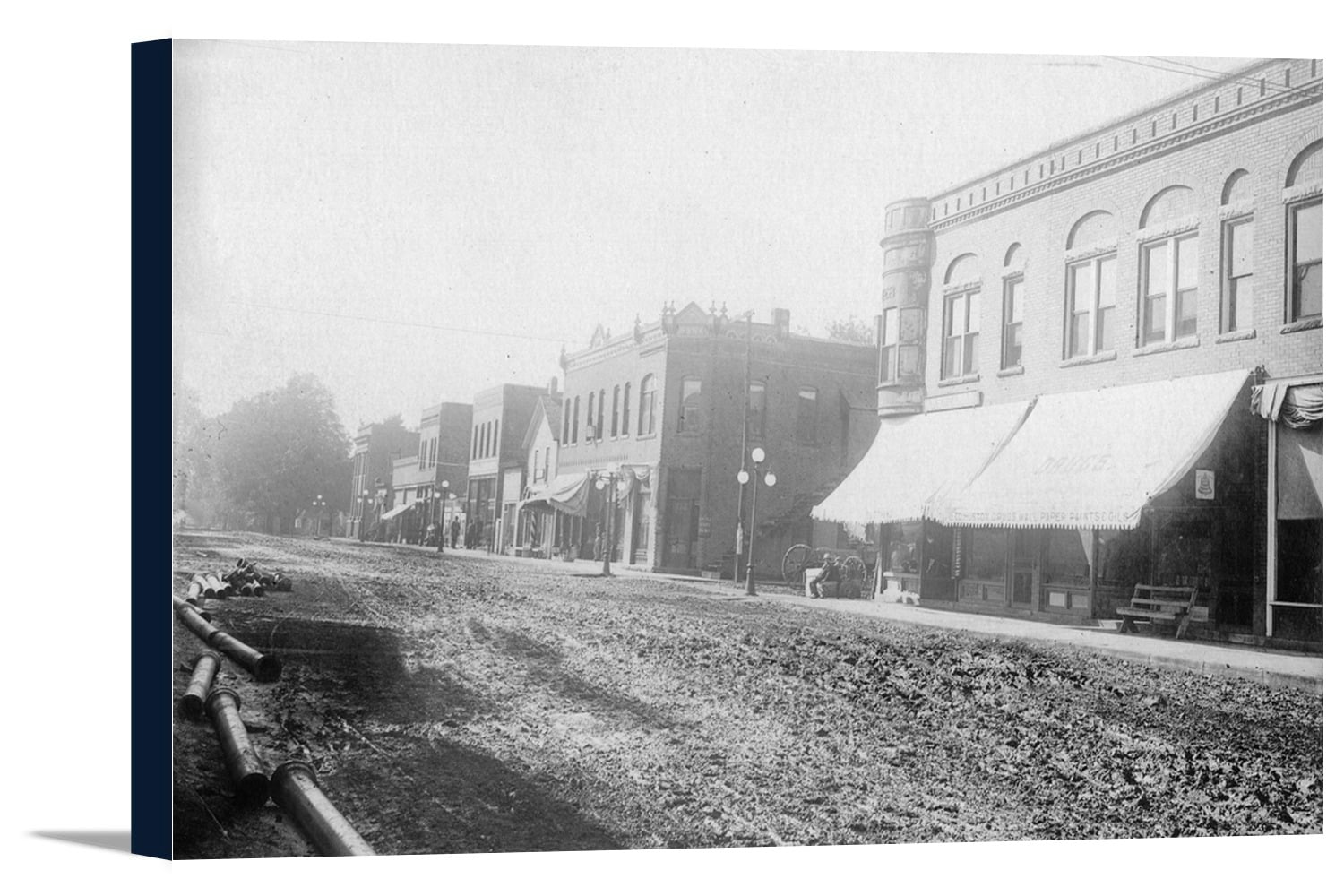 Winfield, Iowa View of Main Street (18x11.25 Gallery Wrapped