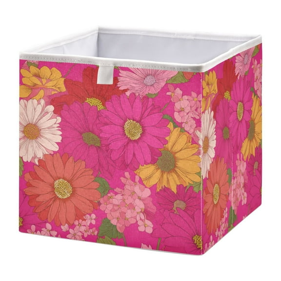 Fabric Open Basket Bins Foldable Storage Basket 2 Sizes Available Floral