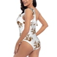 thumbnail image 4 of Sikiie Retro Squirrel Print Women One Piece Swimsuits Tummy Control One Shoulder Bathing Suits Ruffle Swimwear, From S to XXL-X-Large, 4 of 6