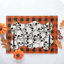 sruoe Halloween Placemats, Table Mats for Dining Table, Heat Proof Mat, Table Linens, Pumpkin Ghost Place Mats, Kitchen Mats, Reusable Portable Place Mats for Halloween Thanksgiving Party Decor