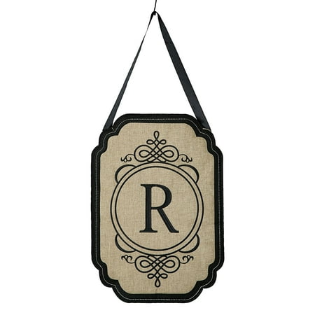 Evergreen Elegant Monogram R Burlap Door Decor Keep Your Front