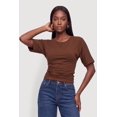 thumbnail image 2 of Women's Side Ruched Crew Neck Short Sleeve T-Shirt, 2 of 4