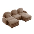 thumbnail image 6 of HUTWIFE 98.2" 3-Seater Teddy Velvet Couch, Camel Modular Sofa with Two Ottoman, Curved Back & Lumbar Pillows, 6 of 9