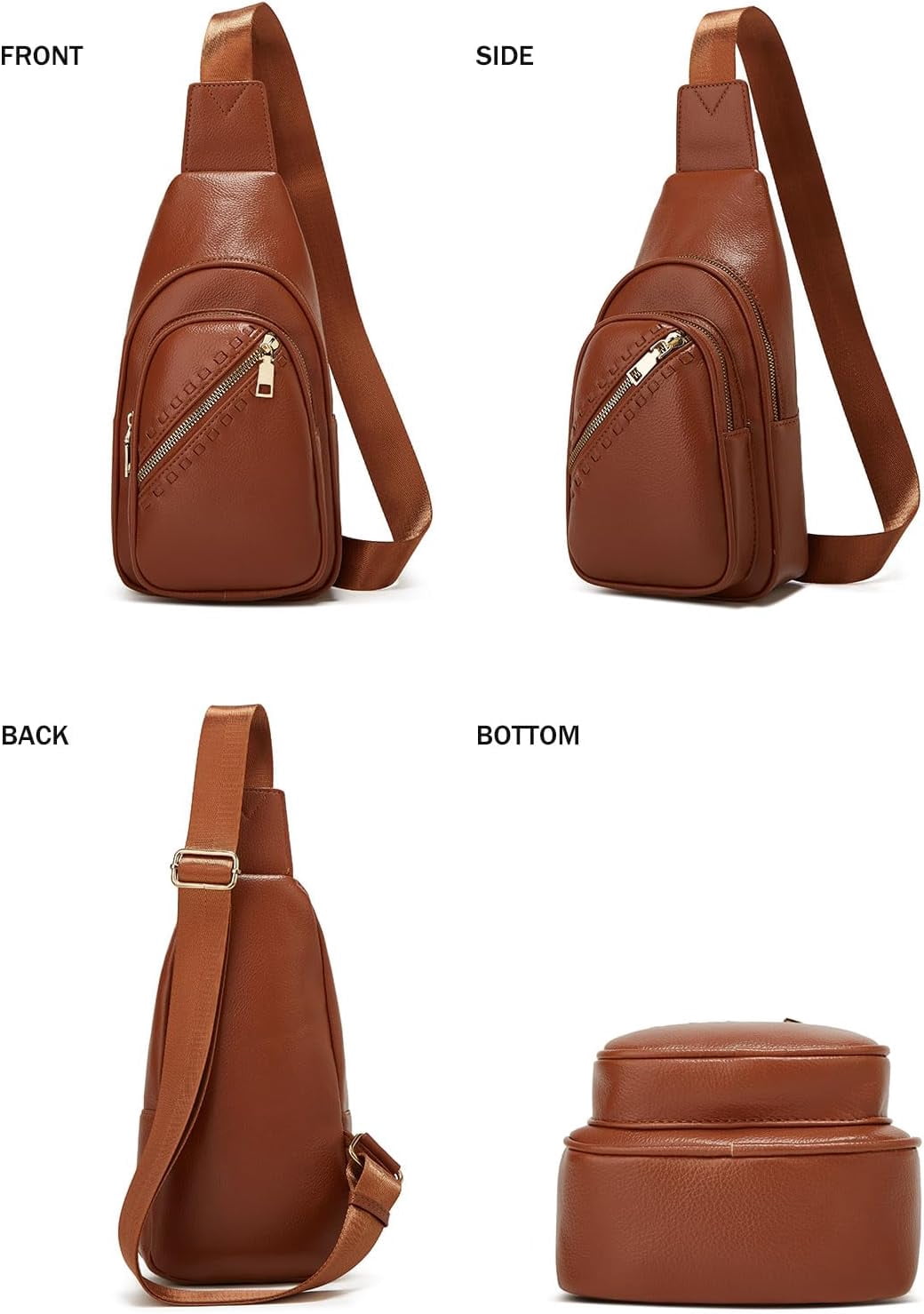 Small Sling Bag for Women, Vegan Leather Fanny Pack Crossbody Bags for Women, Chest Bag With Wide Strap