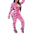 thumbnail image 1 of Women Long Sleeve Front Zipper Bodycon Jumpsuit Rompers Overall, 1 of 6