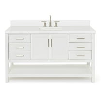 Ariel S061swqrvo Magnolia 60" Free Standing Single Basin Vanity Set - White / Pure White