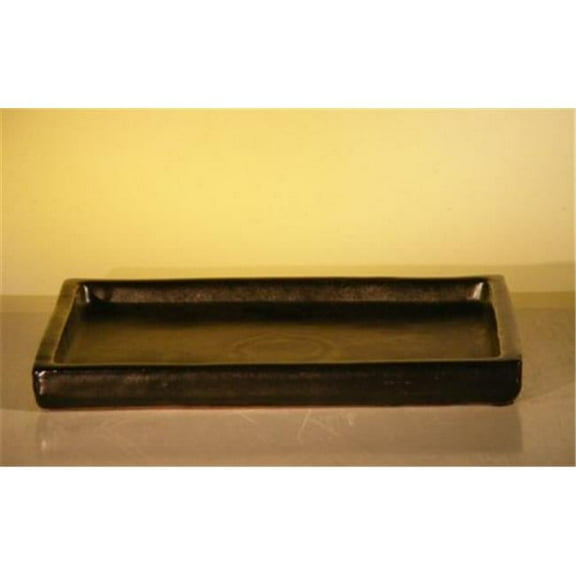 Ceramic Humidity & Drip Bonsai Tray, Black - Rectangle