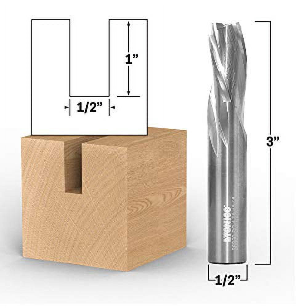 Yonico 36350-SC 1/2-Inch Dia. 3 Flute Low Helix Downcut Spiral End Mill CNC Router Bit 1/2-Inch Shank
