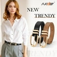 thumbnail image 2 of SUOSDEY Women's Leather Belts Ladies Casual Waist Belts for Jeans 2 Pack,Black+Brown Belt, 2 of 7