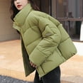 thumbnail image 4 of ShomPort Womens Casual Puffer Jacket Long Sleeve Full Zip Padded Winter Stand Collar Coat (Green), 4 of 8