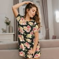 thumbnail image 3 of Naloa Rose Flowers Print Women Nightgowns,Womens Loungewear,Short Sleeve Sleepwear,Comfy Ladies Nightdress, 3 of 6
